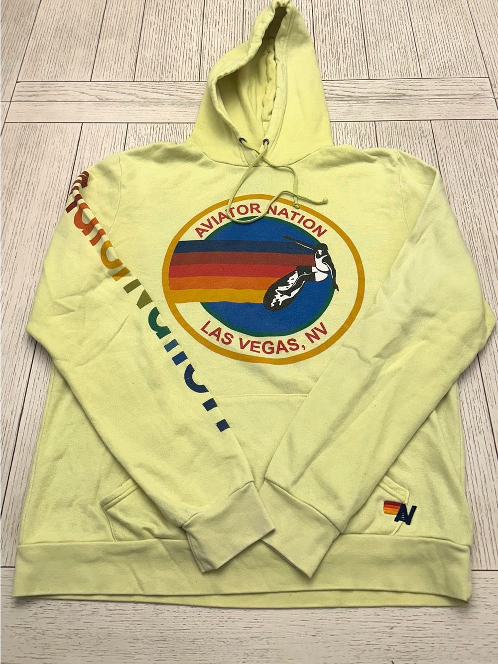 Aviator Nation Neon Yellow Las Vegas, NV Hoodie Sz XL